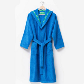 United Colors of Benetton 100% Cotton Bathrobe with Hoodie M/L Blue