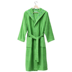 United Colors of Benetton 100% Cotton Bathrobe with Hoodie M/L Green