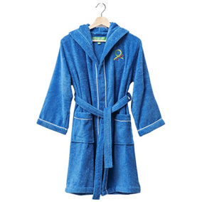 United Colors of Benetton 100% Cotton Kids Bathrobe with Hoodie 7-9 Years Old Blue