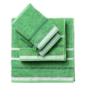 United Colors of Benetton Bath Towels with Shower Gloves 100% Cotton Set of 4 Green