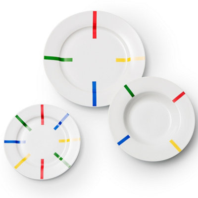 United Colors of Benetton Set of 12 Porcelain Dinnerware Plates Rainbow ...