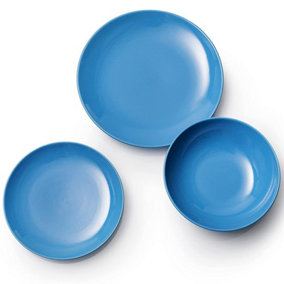 United Colors of Benetton Set of 18 Stoneware Dinnerware Plates Blue