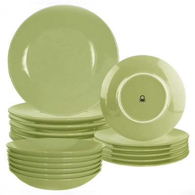 United Colors of Benetton Set of 18 Stoneware Dinnerware Plates Green ...