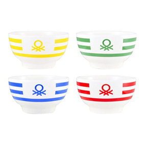 United Colors of Benetton Set of 2 Porcelain Bowl Assorted Colours 600ml 14cm