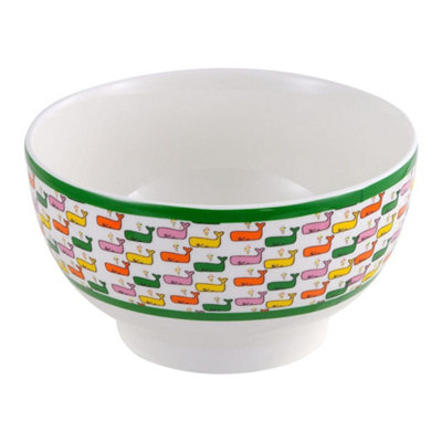 United Colors of Benetton Set of 2 Porcelain Breakfast Bowls with Colourful Prints 600ml 14cm