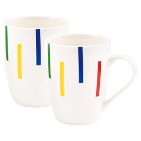 United Colors of Benetton Set of 2 Porcelain Mugs 360ml 11cm Rainbow Colour