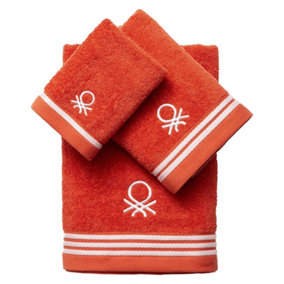 United Colors of Benetton Set of 3 Bath Towel 100% Cotton Red