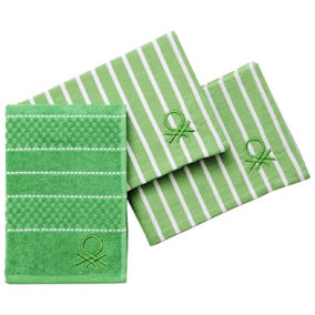 United Colors of Benetton Set of 3 Kitchen Napkins 100% Cotton Green