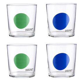 United Colors of Benetton Set of 4 Glass Water Tumblers 0.33L Green/Blue