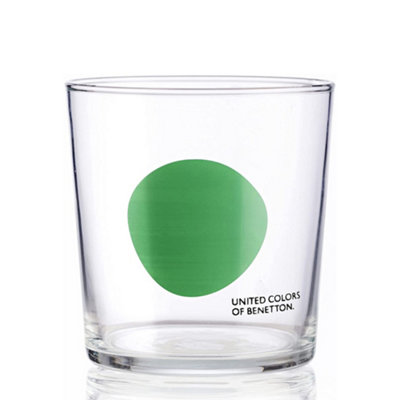 United Colors of Benetton Set of 4 Glass Water Tumblers 0.33L Green/Blue