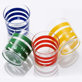 United Colors of Benetton Set of 4 Glass Water Tumblers 0.33L Multi Colour
