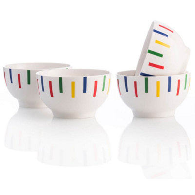 United Colors of Benetton Set of 4 Porcelain Bowls 650ml Rainbow/White