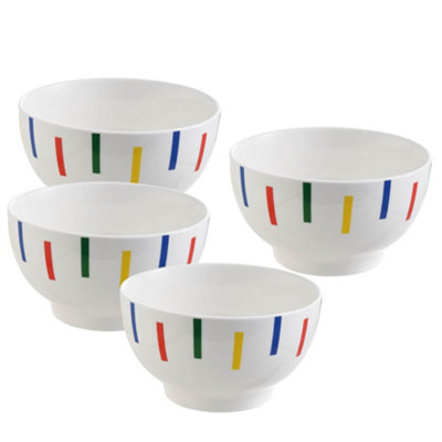 United Colors of Benetton Set of 4 Porcelain Bowls 650ml Rainbow/White