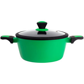 United Colours of Benetton Forged Aluminium Saucepan with Lid 24 x 10.5cm Green