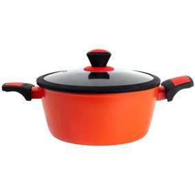 United Colours of Benetton Forged Aluminium Saucepan with Lid 28 x 11.5cm Red