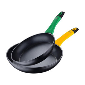 United Colours of Benetton Set of 2 Forge Aluminium Frying Pan 22cm Green & 26cm Yellow
