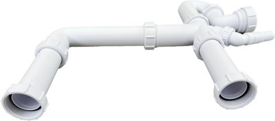 Universal 2 Bowl Sink Waste Kit and 1.5 Bowl Trap Kit - Multi-Fit 1.1/2" 40mm Double Bowl P Trap Kit with Splitter. FREE DELIVERY - 7