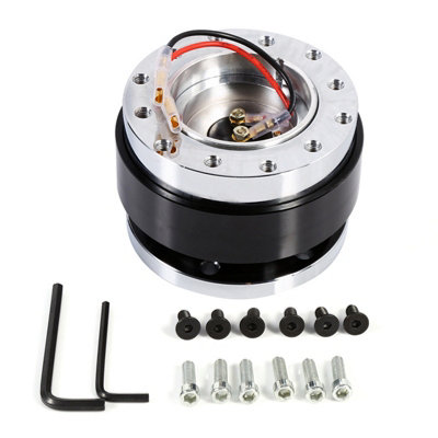Universal 6 Hole Bolt Ball Steering Wheel Quick Release Hub Adapter Snap Off Boss Kit Black