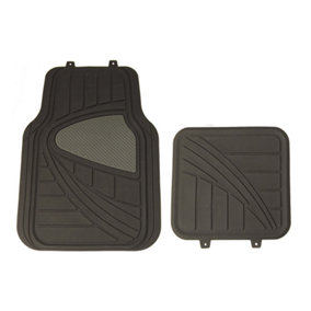 Universal All Weather Car Mat Set Of 4 Black/Grey PVC