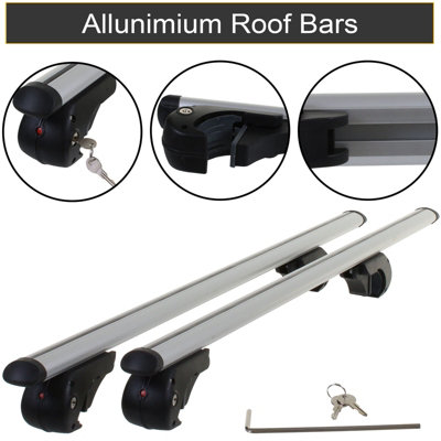 Universal Aluminium Car Roof Rack Luggage Carrier Cross Bars Rail Lockable+2keys