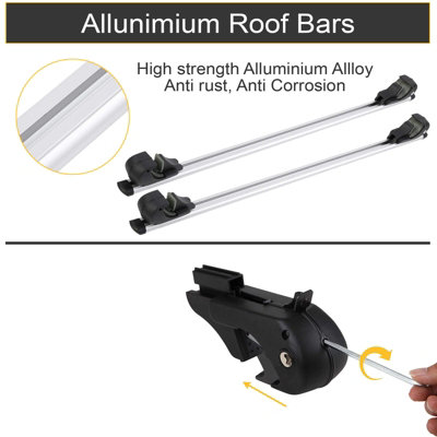 Universal Aluminium Car Roof Rack Luggage Carrier Cross Bars Rail Lockable+2keys - 6