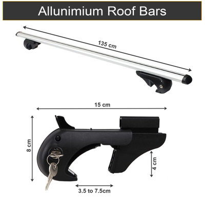 Universal Aluminium Car Roof Rack Luggage Carrier Cross Bars Rail Lockable+2keys - 7