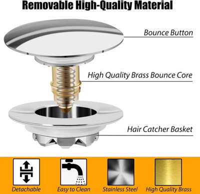 Universal bath plug and drain, pop up bath waste and cover