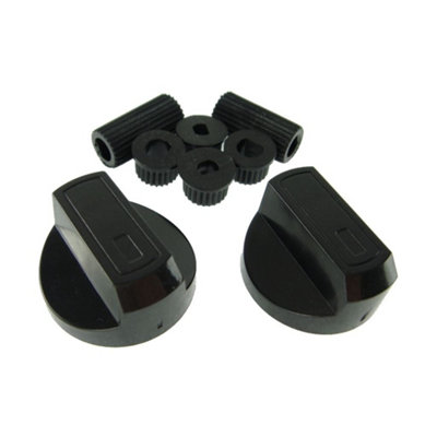 Universal Black Control Knobs Toaster Trouser Press Camping Stove Hob x 2 by Ufixt