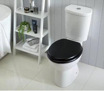 White toilet hot sale black seat