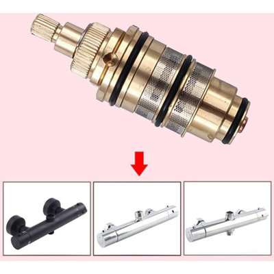 Brass Thermostatic Mixing Valve Cartridge – Black Faucet Spool For Shower, Bath & Kitchen Sink Temperature Control
