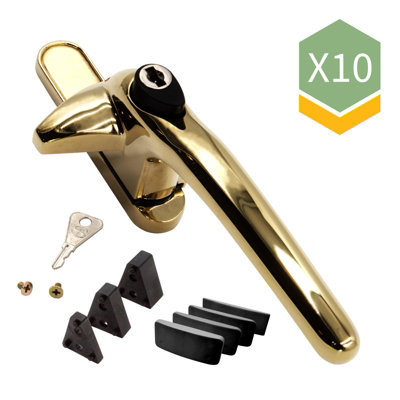 Universal Cockspur Window Handle Kit (10 Pack) - Right, Polished Gold/Black Price Comparisons | Compare The Build