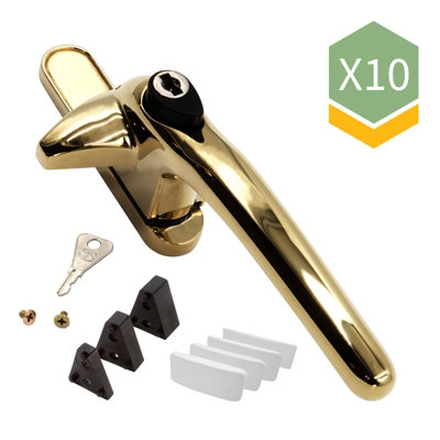 Universal Cockspur Window Handle Kit (10 Pack) - Right, Polished Gold/White Price Comparisons | Compare The Build