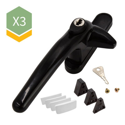 Universal Cockspur Window Handle Kit (3 Pack) - Left, Black/White