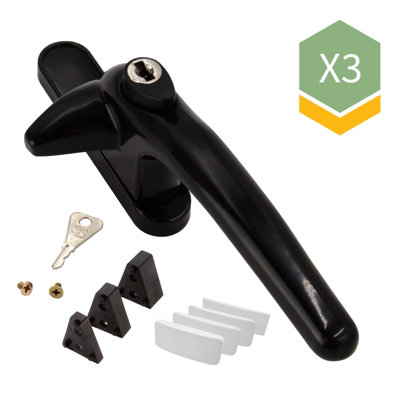 Universal Cockspur Window Handle Kit (3 Pack) - Right, Black/White