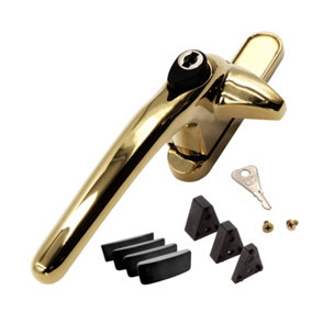 Universal Cockspur Window Handle Kit - Left, Polished Gold/Black