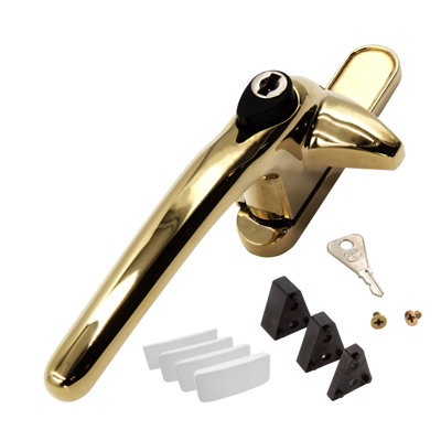 Universal Cockspur Window Handle Kit - Left, Polished Gold/White