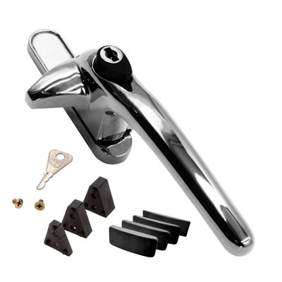 Universal Cockspur Window Handle Kit - Right, Polished Chrome/Black