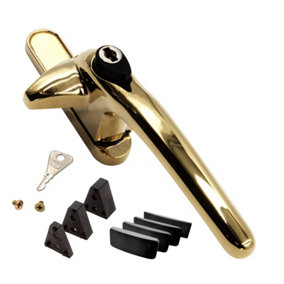 Universal Cockspur Window Handle Kit - Right, Polished Gold/Black
