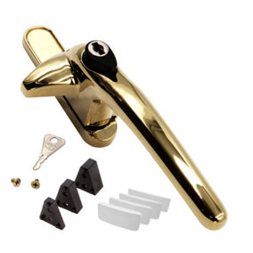 Universal Cockspur Window Handle Kit - Right, Polished Gold/White
