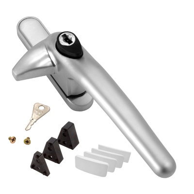 Universal Cockspur Window Handle Kit - Right, Satin Silver/White