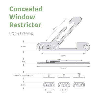 Universal Concealed Window Restictor Kit (2 Pack) - Right