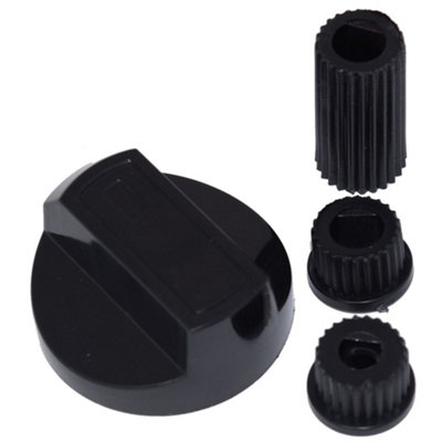 Universal Cooker Oven Grill Control Knob And Adaptors Black Fits All Gas Electric by Ufixt