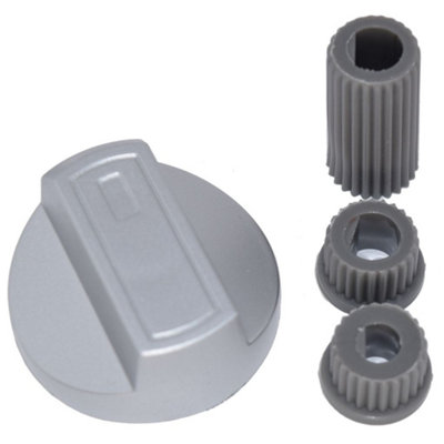 Universal Cooker Oven Grill Control Knob And Adaptors Silver Fits All Gas Electric by Ufixt