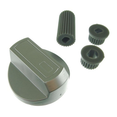 Universal Cooker Oven Grill Control Knob And Adaptors Silver Fits All Gas Electric by Ufixt