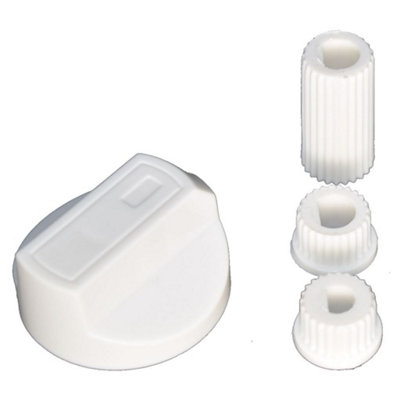 Universal Cooker Oven Grill Control Knob And Adaptors White Fits All Gas Electric by Ufixt