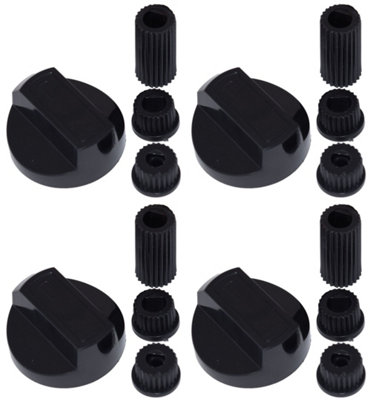 Universal Cooker Oven Grill Control Knobs And Adaptors Black Fits All Gas Electric x 4 by Ufixt