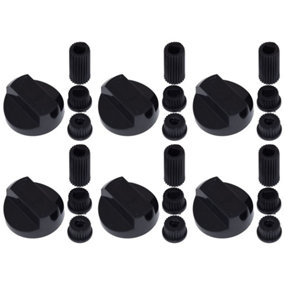 Universal Cooker Oven Grill Control Knobs And Adaptors Black Fits All Gas Electric x 6 by Ufixt