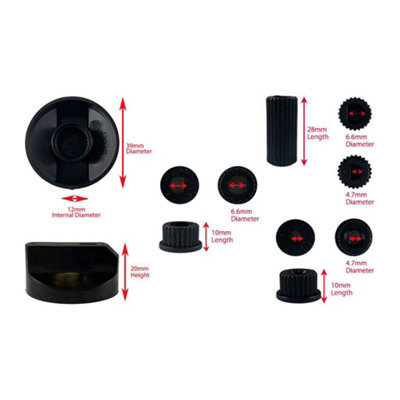 Universal Cooker Oven Grill Control Knobs And Adaptors Black Fits All Gas Electric x 6 by Ufixt - 3