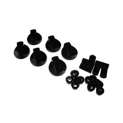 Universal Cooker Oven Grill Control Knobs And Adaptors Black Fits All Gas Electric x 6 by Ufixt - 8