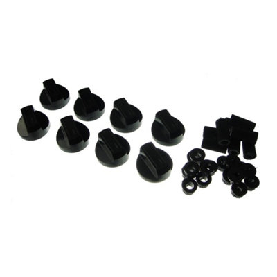 Universal Cooker Oven Grill Control Knobs And Adaptors Black Fits All Gas Electric x 8 by Ufixt - 8